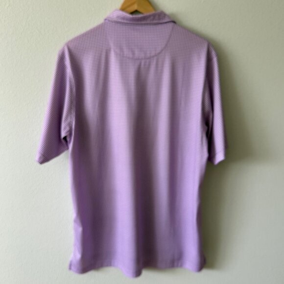 Donald Ross Purple White‎ Gingham Check Performance Polo Golf Shirt Size M - Picture 3 of 4